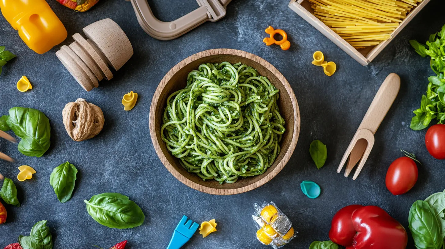 Green spaghetti sensory play setup