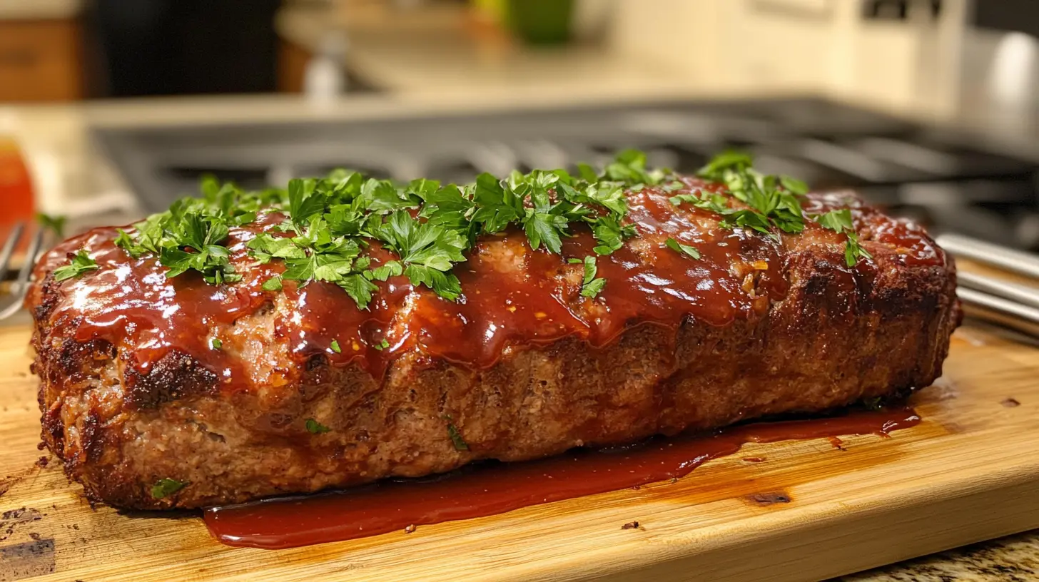 A perfectly cooked 2lb meatloaf