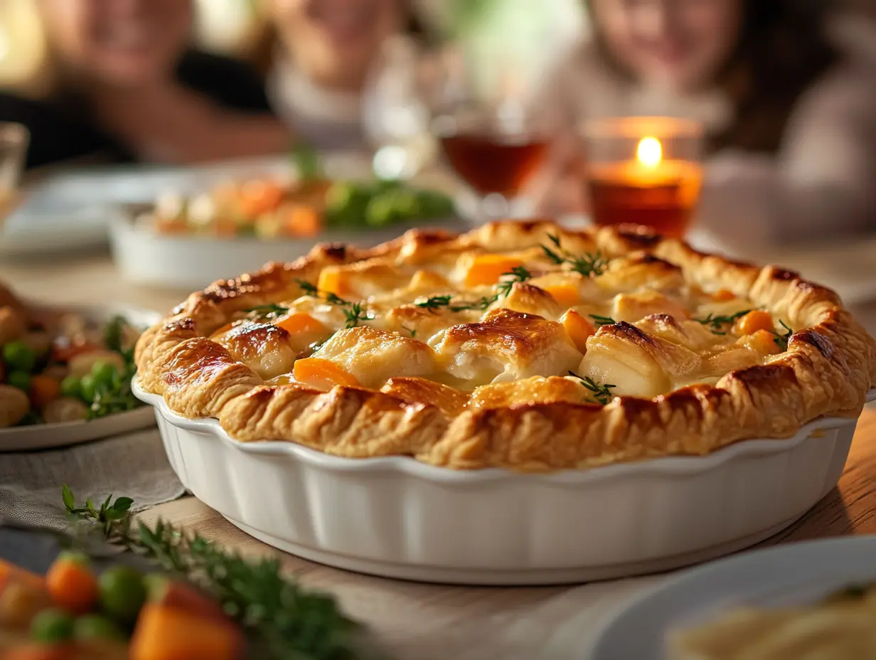What Movie Is Chicken Pot Chicken Pot Pie? 5 A freshly baked chicken pot pie being served at a family table