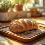 Golden-brown gipfeli recipe on a rustic tray with Swiss breakfast vibes.