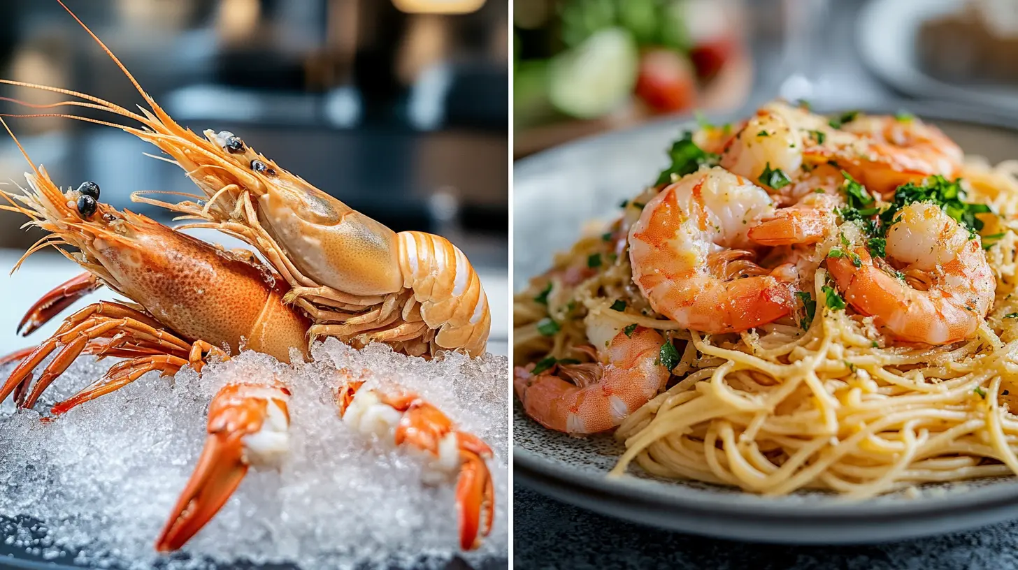 Side-by-side comparison of scampi and shrimp scampi