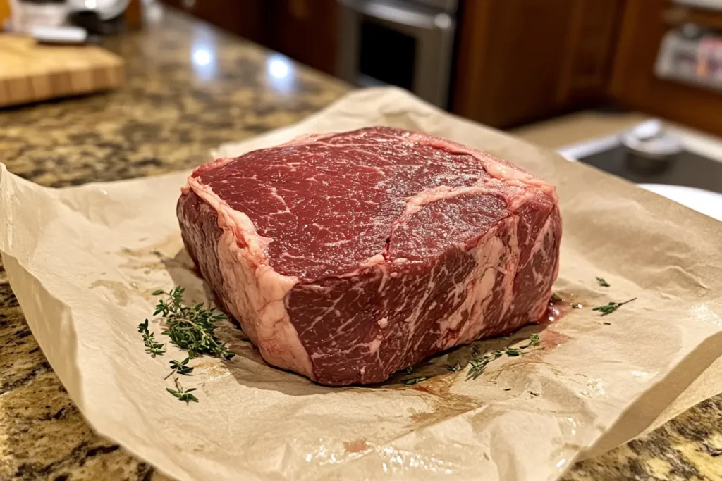 The Best Ribeye Roast Recipe: Juicy, Tender & Full of Flavor! 2 High-quality raw ribeye roast with rich marbling.