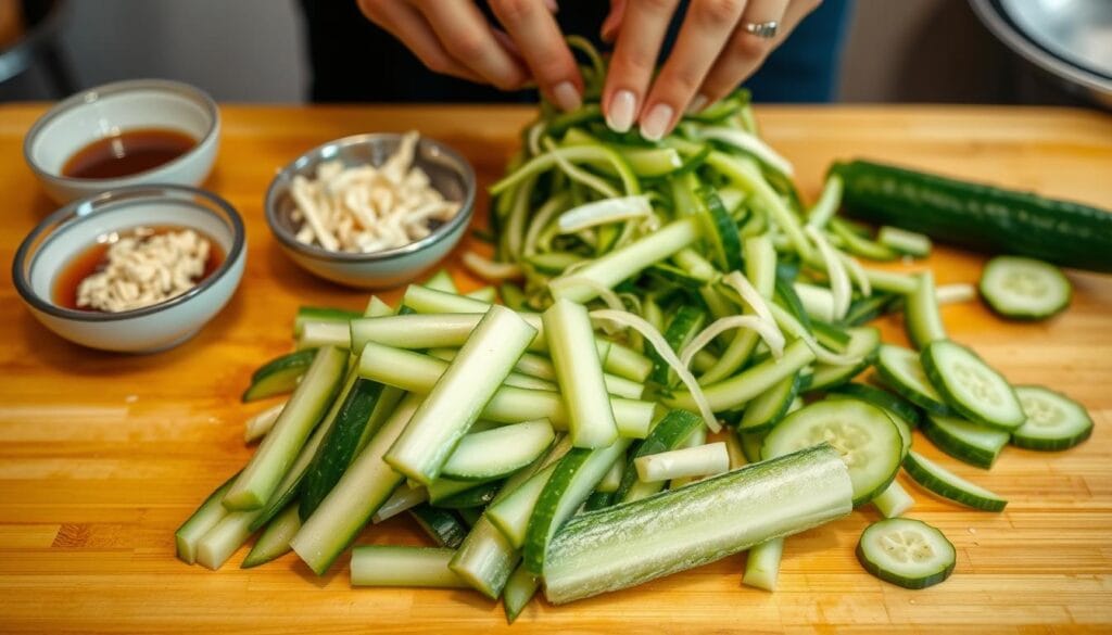 Din Tai Fung cucumber salad preparation steps Din Tai Fung cucumber salad preparation steps