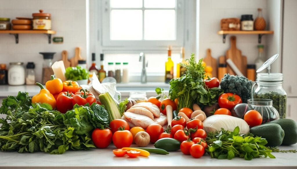 Healthy bariatric recipes ingredients on a kitchen counter Healthy bariatric recipes ingredients on a kitchen counter