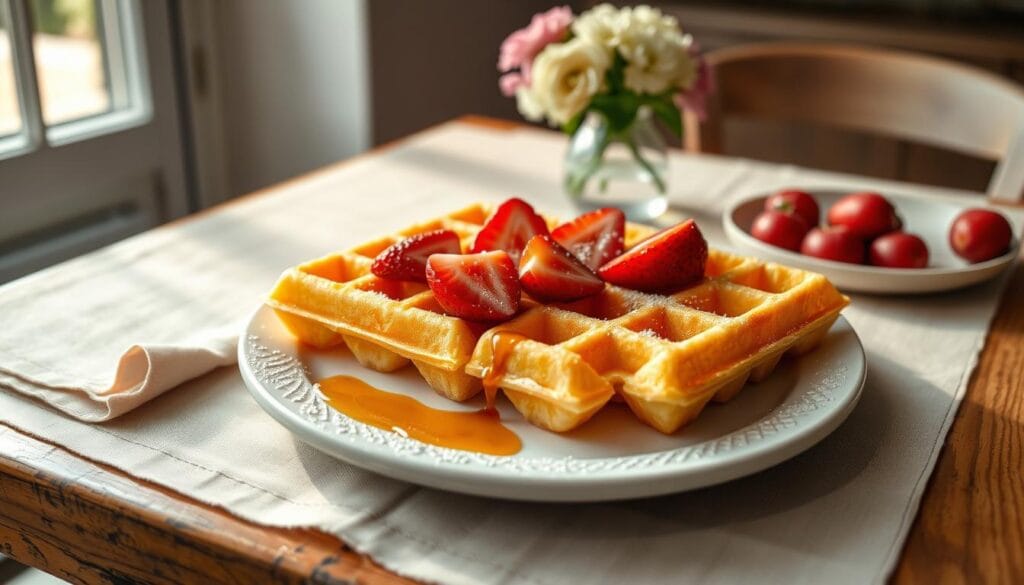 Perfect mochi waffle recipe on a breakfast table Perfect mochi waffle recipe on a breakfast table