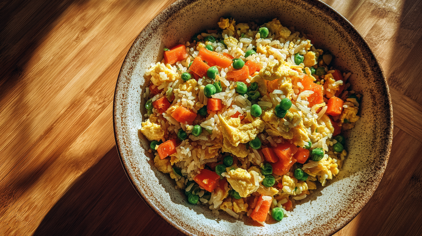 Chinese Fried Rice — Quick, Flavor-Packed 30-Minute Dinner 1 Chinese fried rice served in a white bowl with vegetables and green onions, close-up