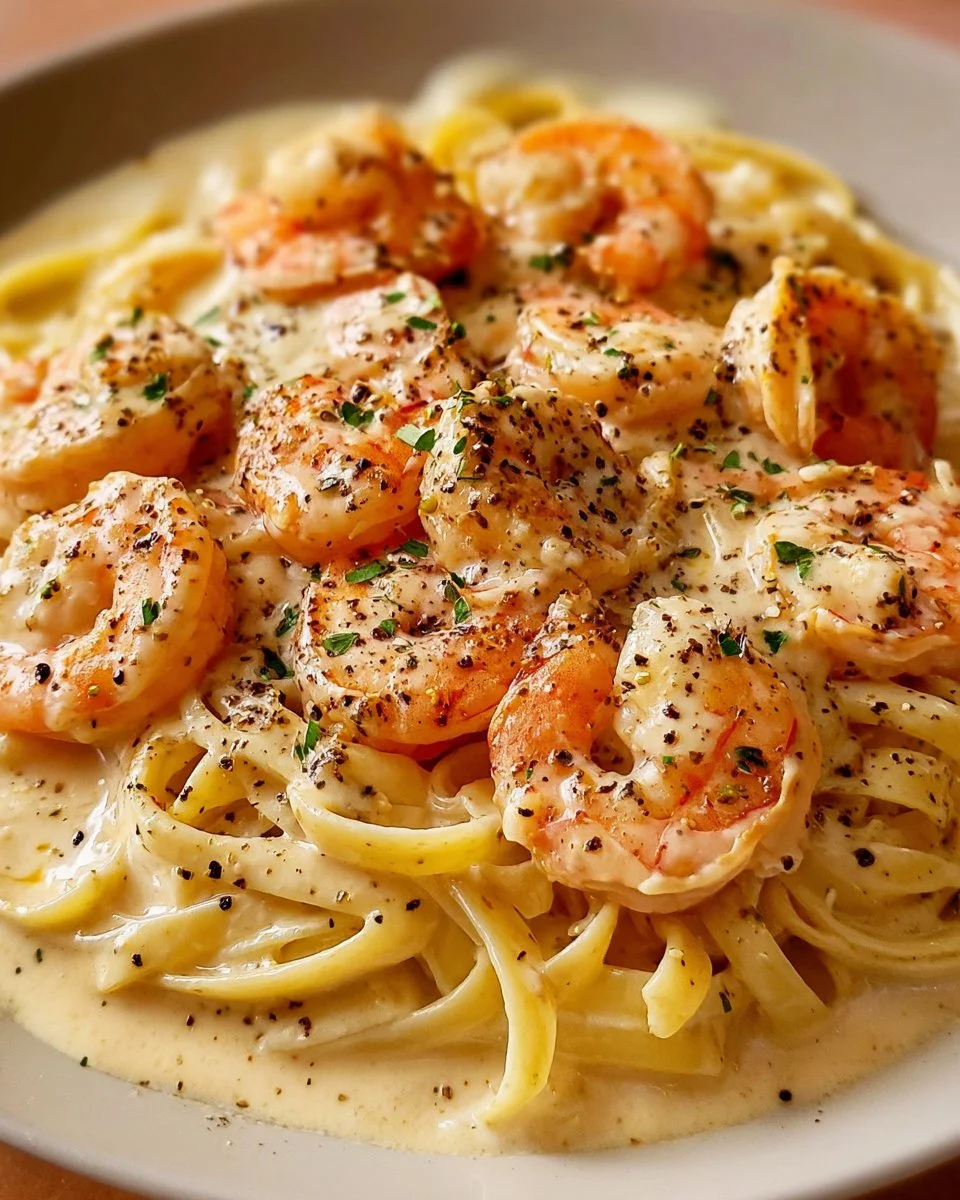 Creamy Garlic Shrimp Pasta 2 Creamy garlic shrimp pasta with fresh herbs and spices.