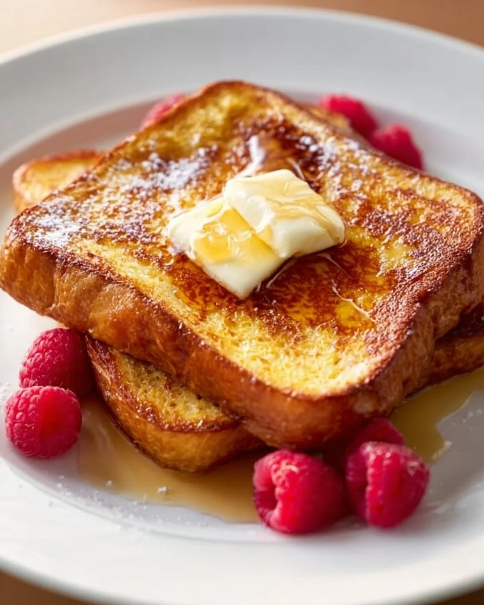 Easy French Toast (The Fluffy, Golden Breakfast You’ll Crave Every Weekend) 5 Delicious easy French toast served with syrup and berries.