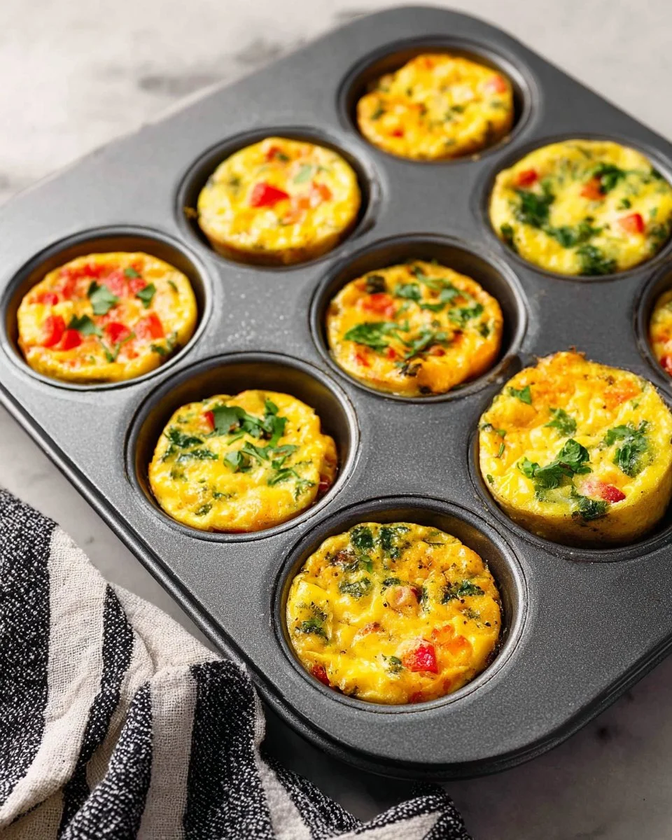 Egg Muffins - Mini Frittata Cups 3 Delicious Ways 2 Three varieties of egg muffins displayed in mini frittata cups