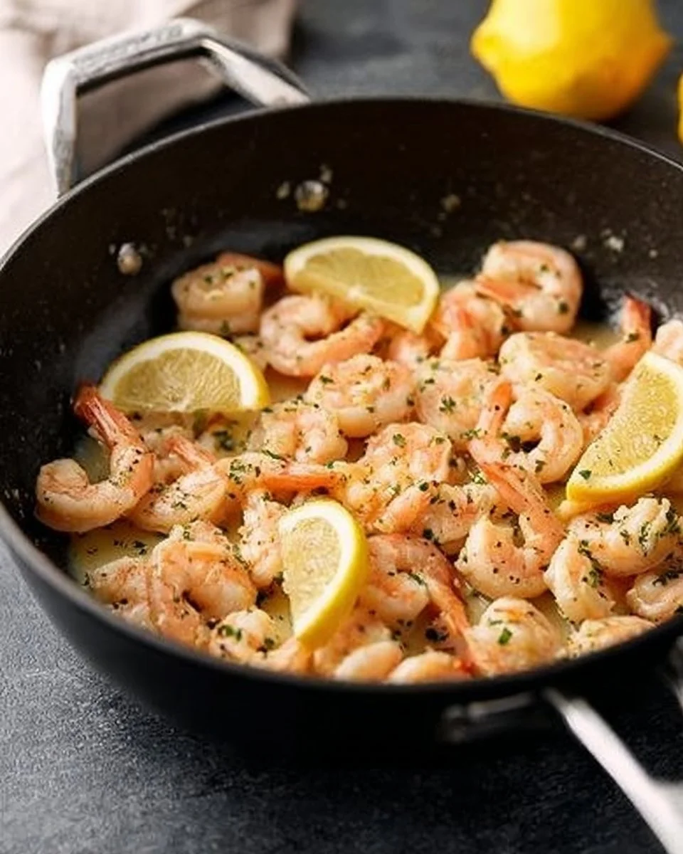 Garlic Shrimp Alfredo Pasta Recipe 2 Plate of garlic shrimp alfredo pasta garnished with parsley
