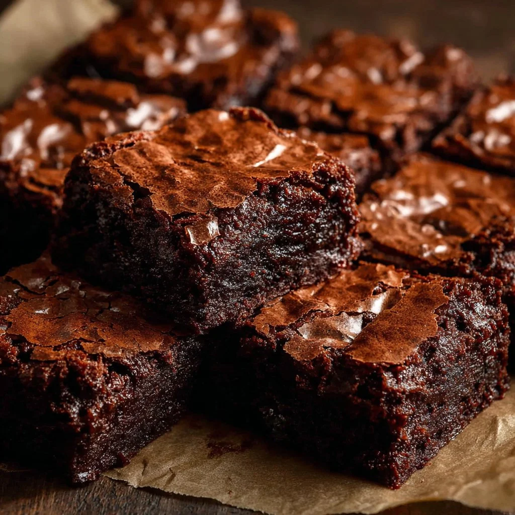 Homemade Brownies 2 Delicious homemade brownies on a wooden table