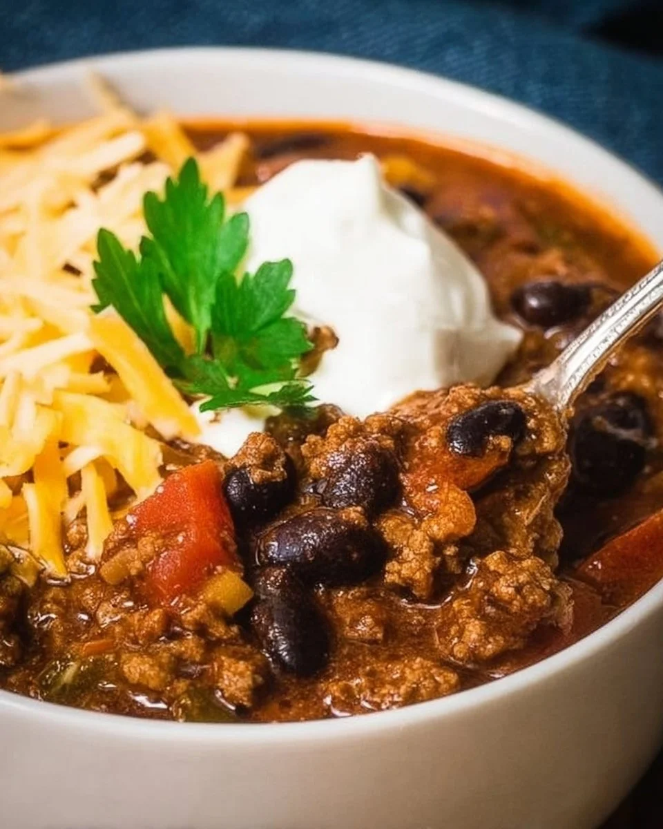 Instant Pot Chili 2 Bowl of flavorful Instant Pot chili topped with fresh herbs