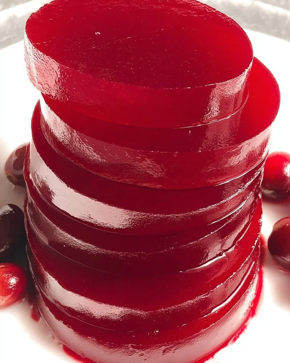 Jellied Cranberry Sauce 2 Homemade jellied cranberry sauce served in a festive dish