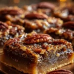 Delicious Lazy Girl Pecan Pie Bars on a wooden table