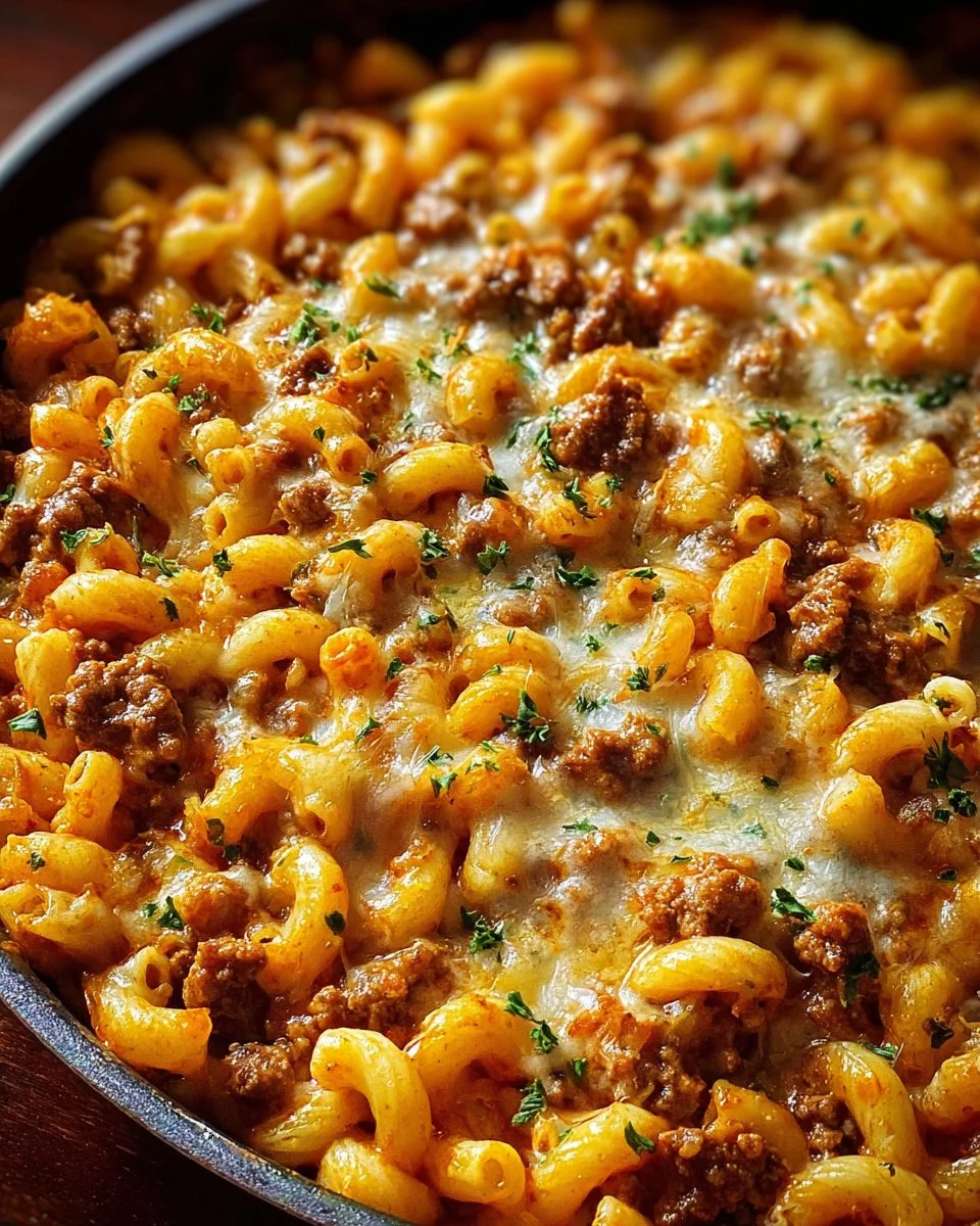 One Pot Chili Mac and Cheese 2 Delicious one pot chili mac and cheese topped with cheese and herbs