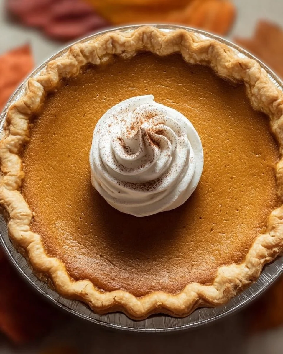 Pumpkin Pie Recipe 1 Delicious homemade pumpkin pie with whipped cream on top