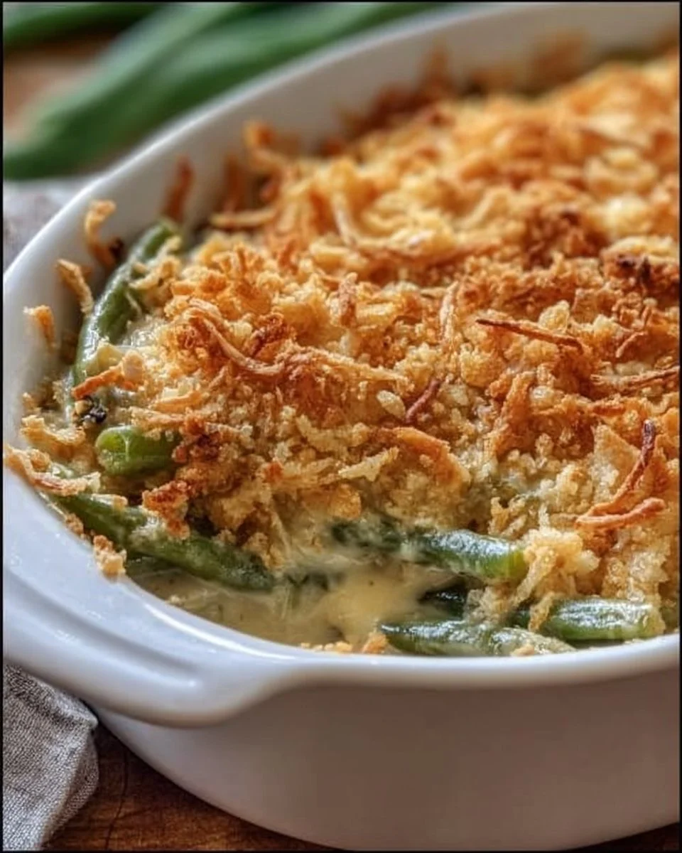 Southern-Style Green Bean Casserole 2 Delicious Southern-style green bean casserole topped with crispy onions