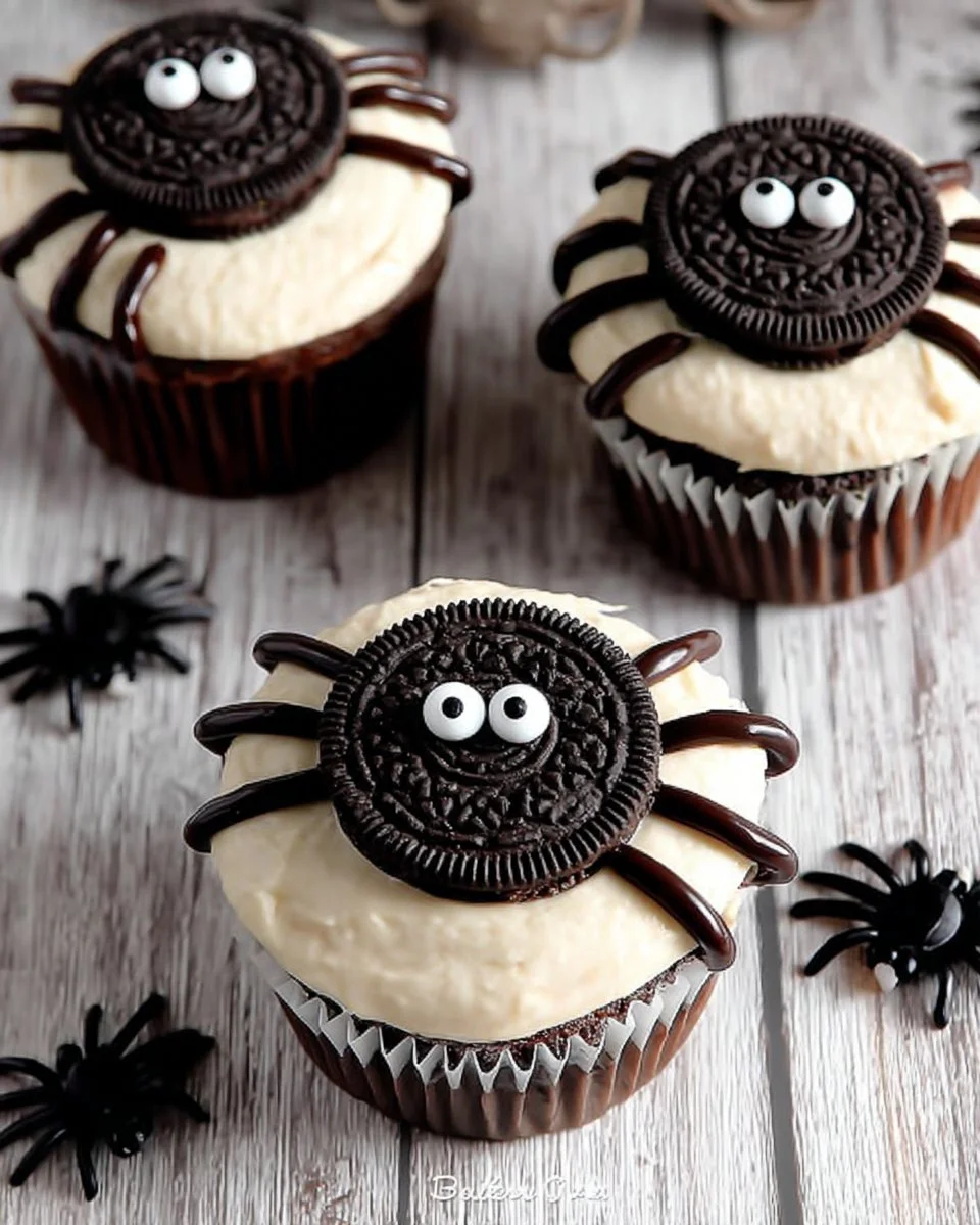 Spider Cupcakes for Halloween 2 Delicious spider cupcakes decorated for Halloween celebrations