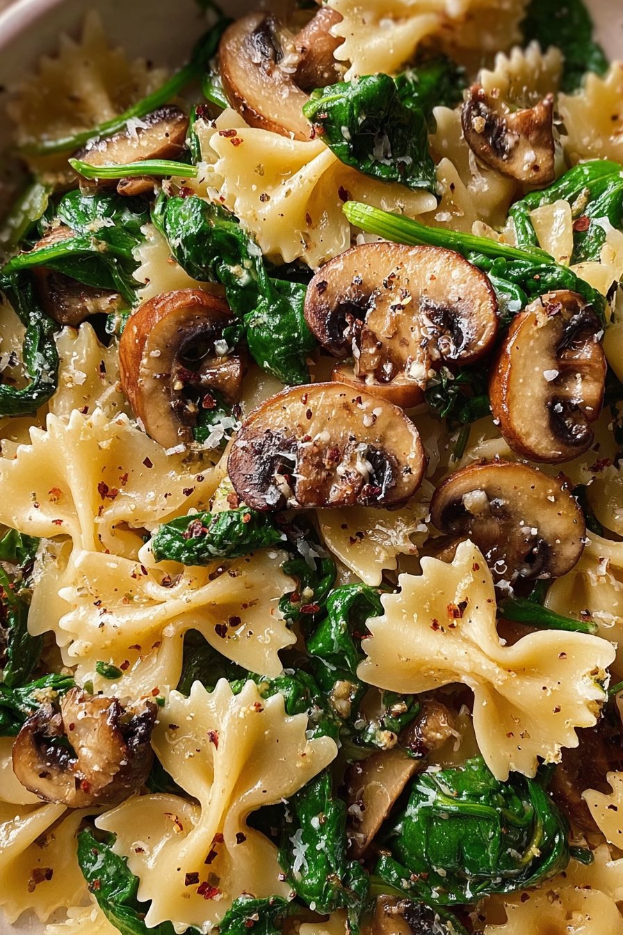 Parmesan Spinach Mushroom Pasta