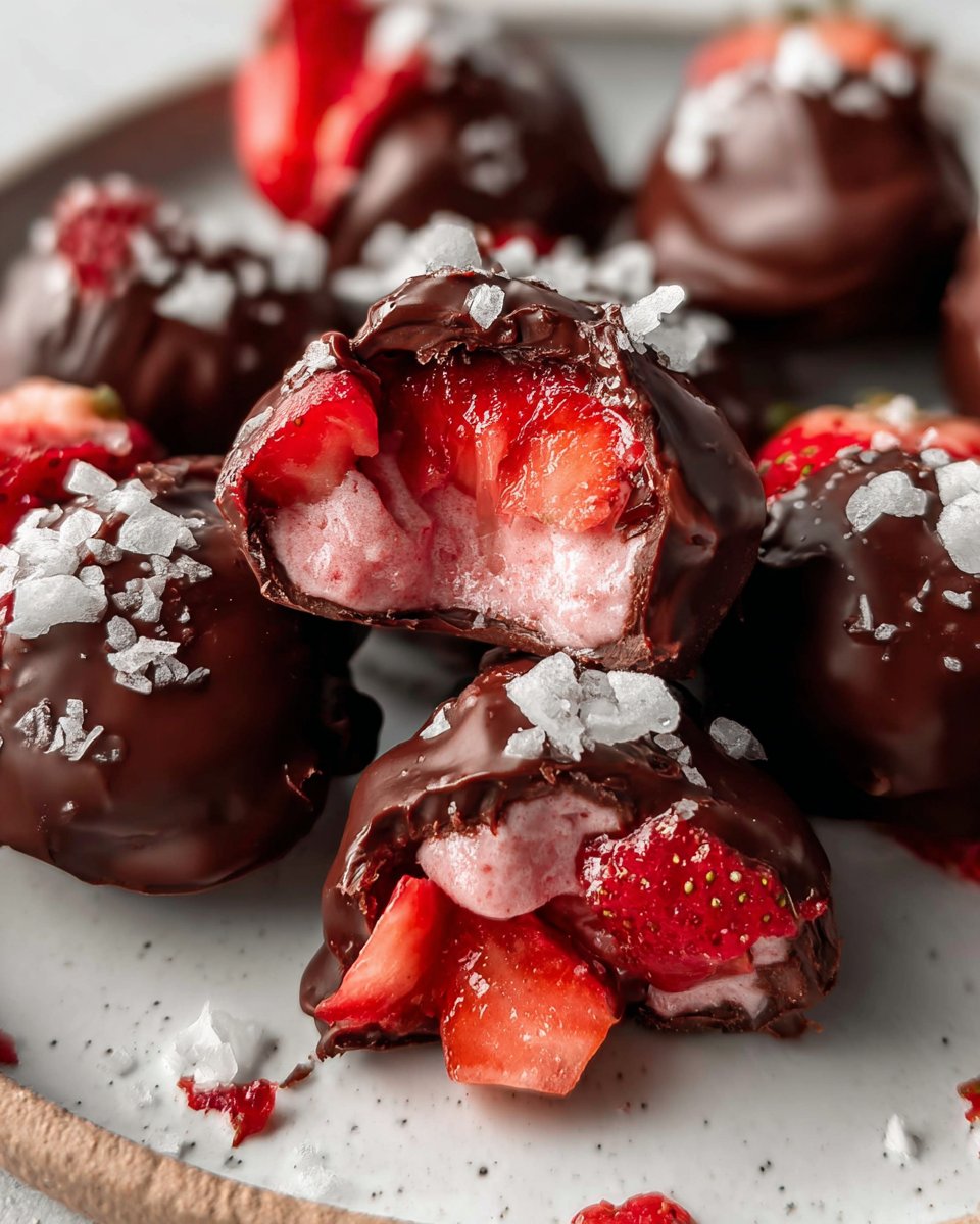 Chocolate Strawberry Frozen Yogurt Bites