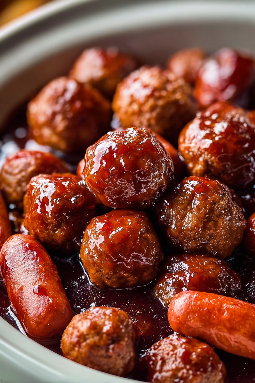 Slow Cooker Meatballs and Little Smokies