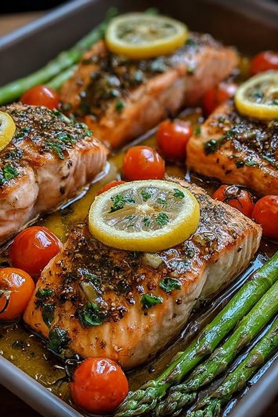Sheet Pan Garlic Butter Salmon with Vegetables 2 Sheet Pan Garlic Butter Salmon with Vegetables
