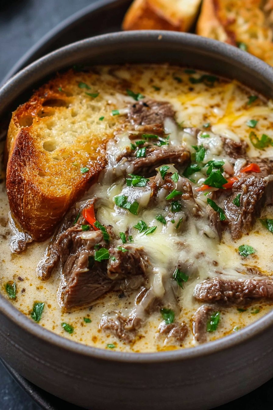Philly Cheese Steak Soup Recipe: Comfort in a Bowl 2 Philly Cheese Steak Soup Recipe: Comfort in a Bowl