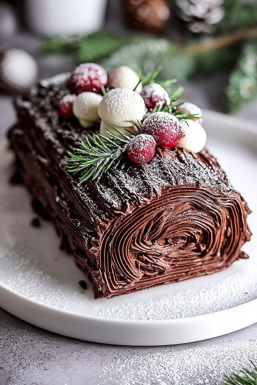 Chocolate Yule Log Cake: Easy and Delicious