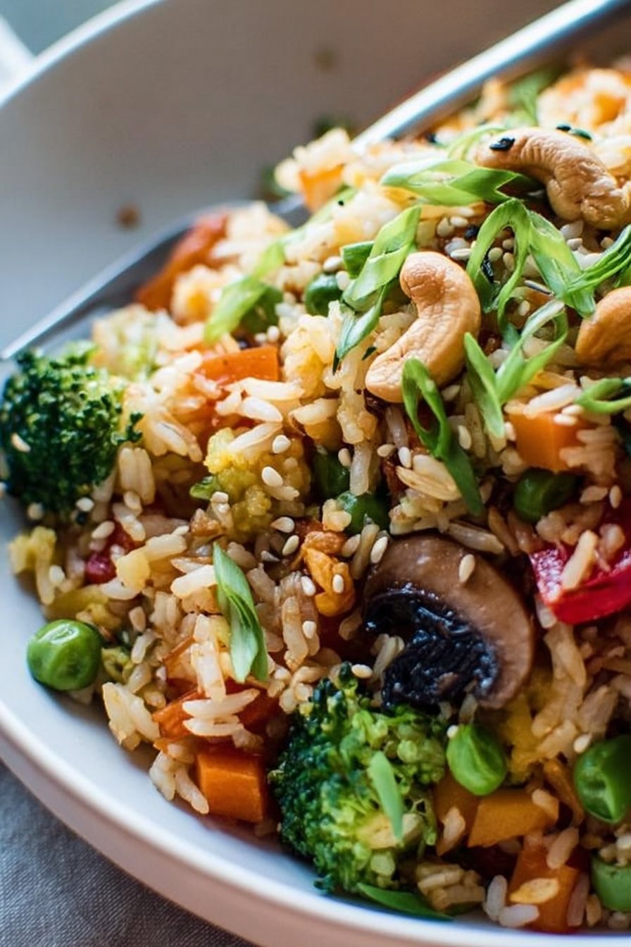 Thai Vegetable Fried Rice with Cashews