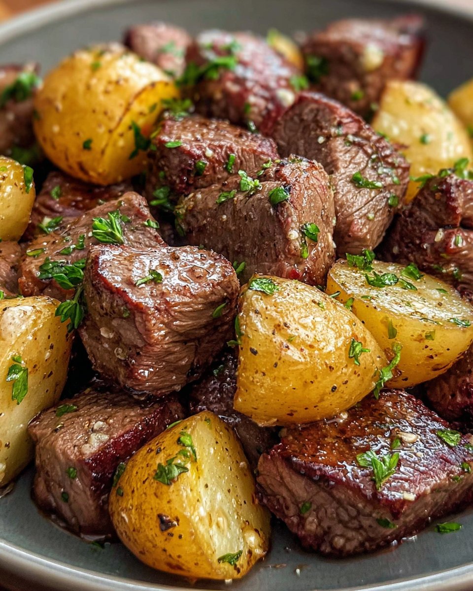 Air Fryer Garlic Butter Steak Bites and Potatoes 2 Air Fryer Garlic Butter Steak Bites and Potatoes