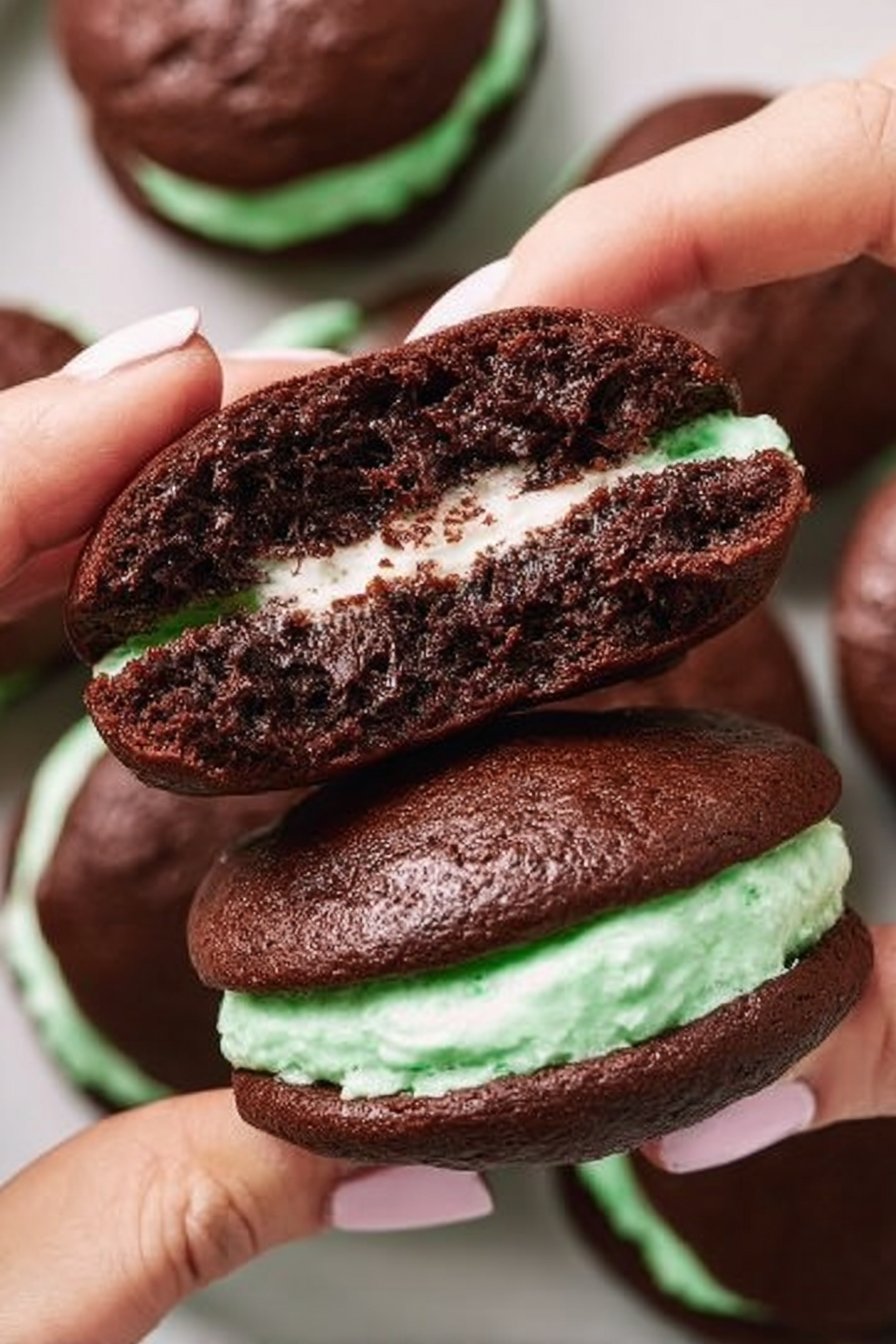Mint Chocolate Whoopie Pies