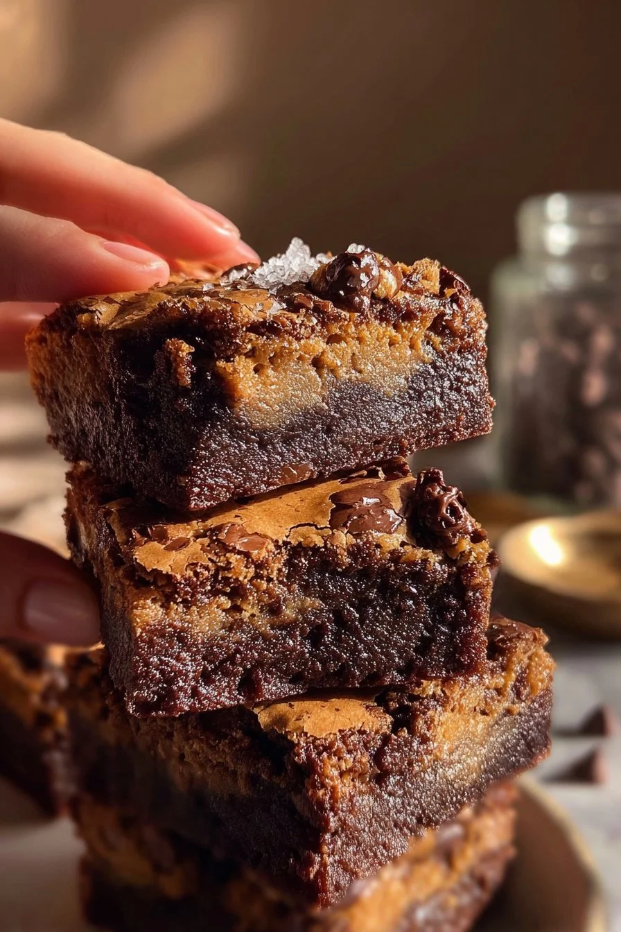 Brookies Recipe: The Ultimate Chewy Chocolate Treat 3 Delicious brookies combining brownies and cookies in a mouthwatering treat.