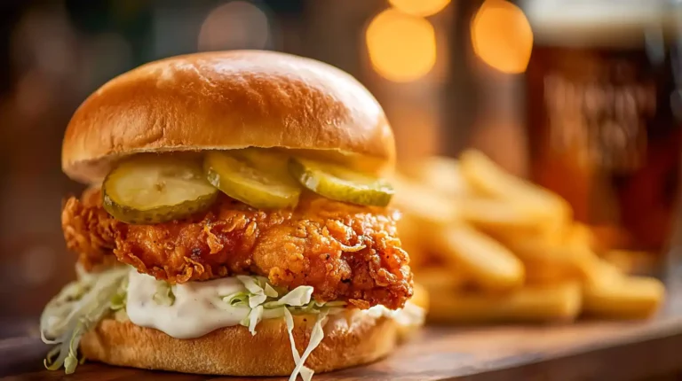 Delicious fried chicken sandwich available for National Chicken Sandwich Day.