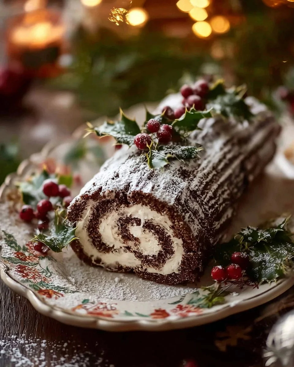 Chocolate Yule Log 3 Delicious Chocolate Yule Log decorated for the holiday season