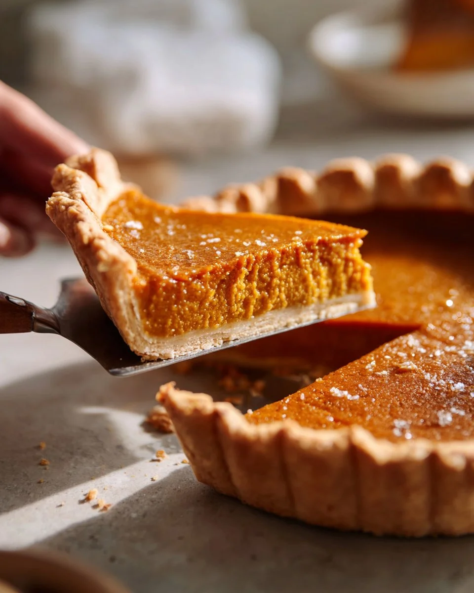 Classic Pumpkin Pie 3 Delicious classic pumpkin pie served with whipped cream on a plate