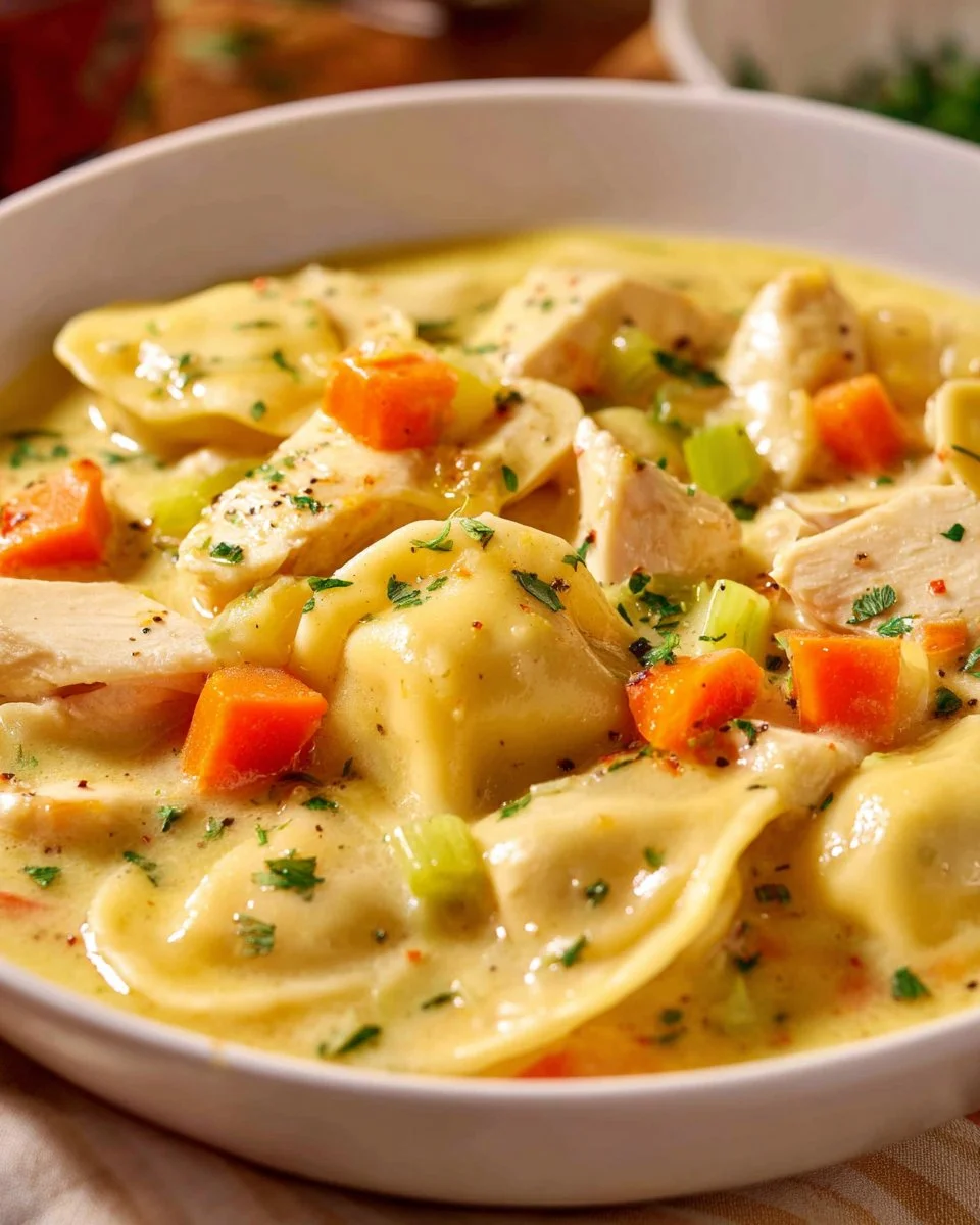 Crock Pot Chicken Pierogi Stew 3 Bowl of Crock Pot Chicken Pierogi Stew with chicken and dumplings