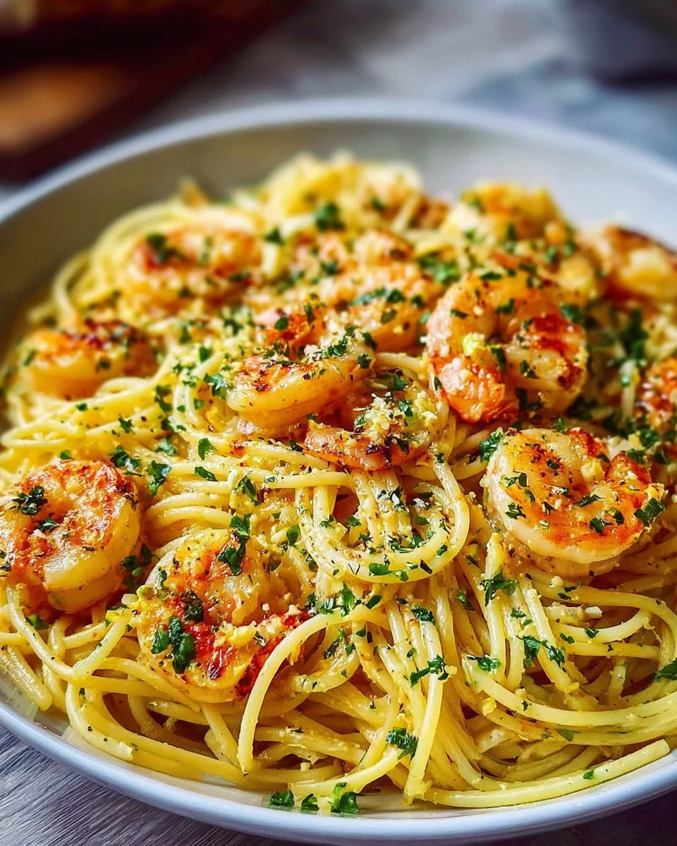 Easy Garlic Shrimp Pasta 3 Delicious easy garlic shrimp pasta dish with herbs and spices