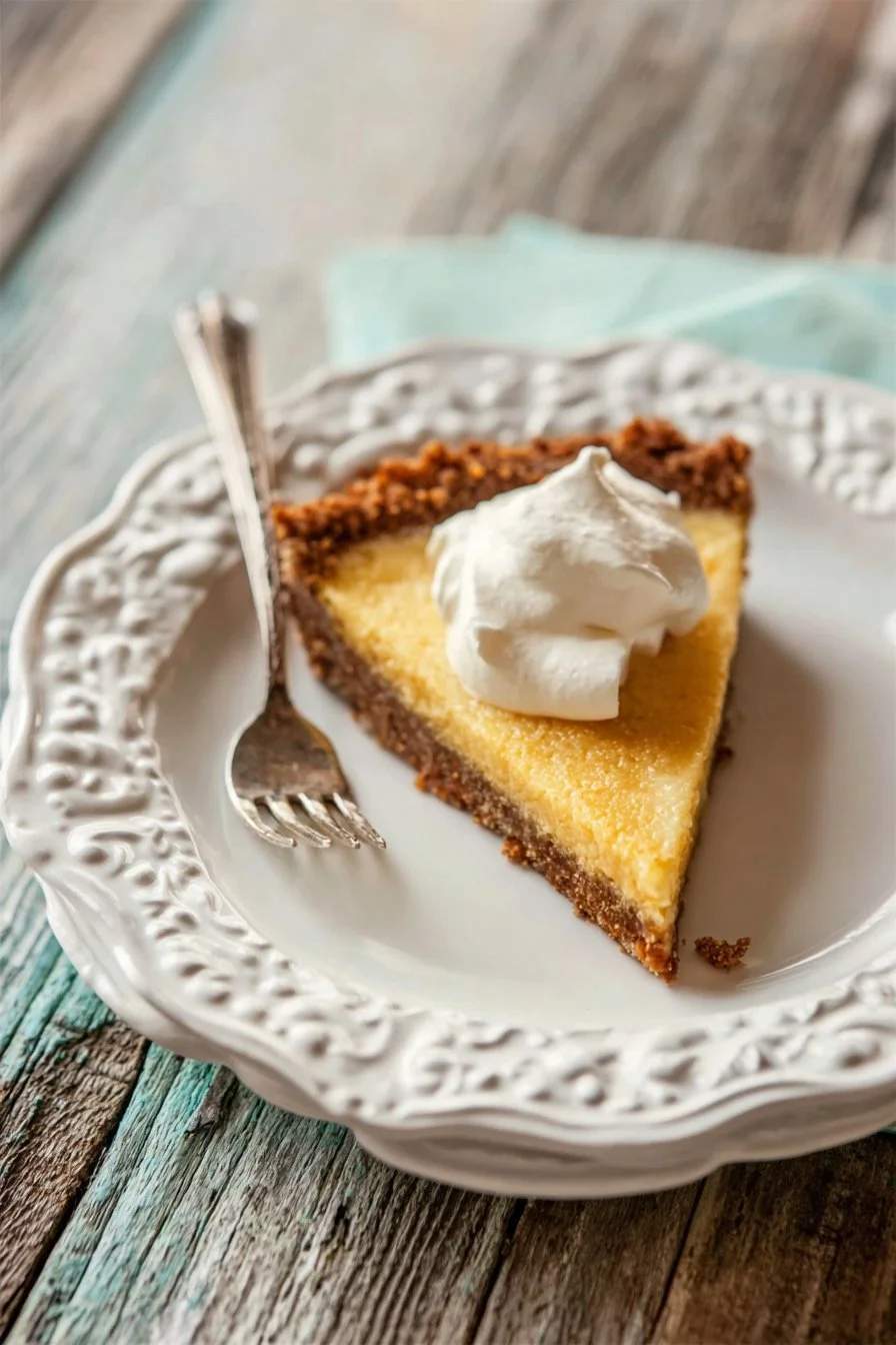 Eggnog Pie (with Gingerbread Pie Crust) 3 Slice of Eggnog Pie with Gingerbread Pie Crust garnished with nutmeg