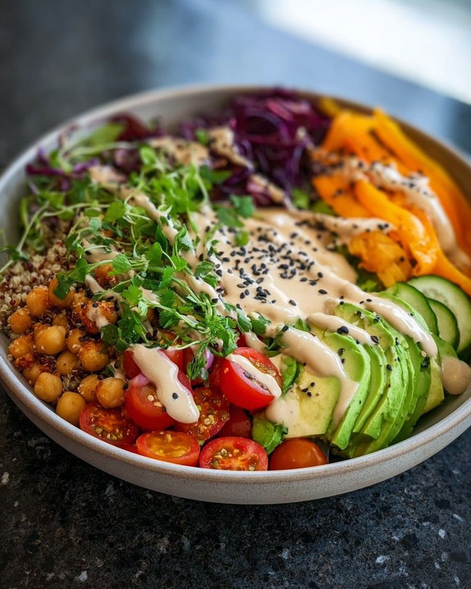 Vegan Quinoa Buddha Bowl with Tahini Dressing