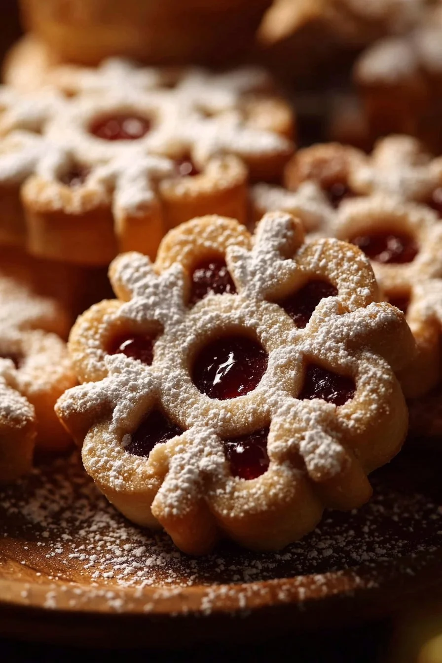 Linzer Cookies 3 Delicious Linzer Cookies dusted with powdered sugar and filled with jam