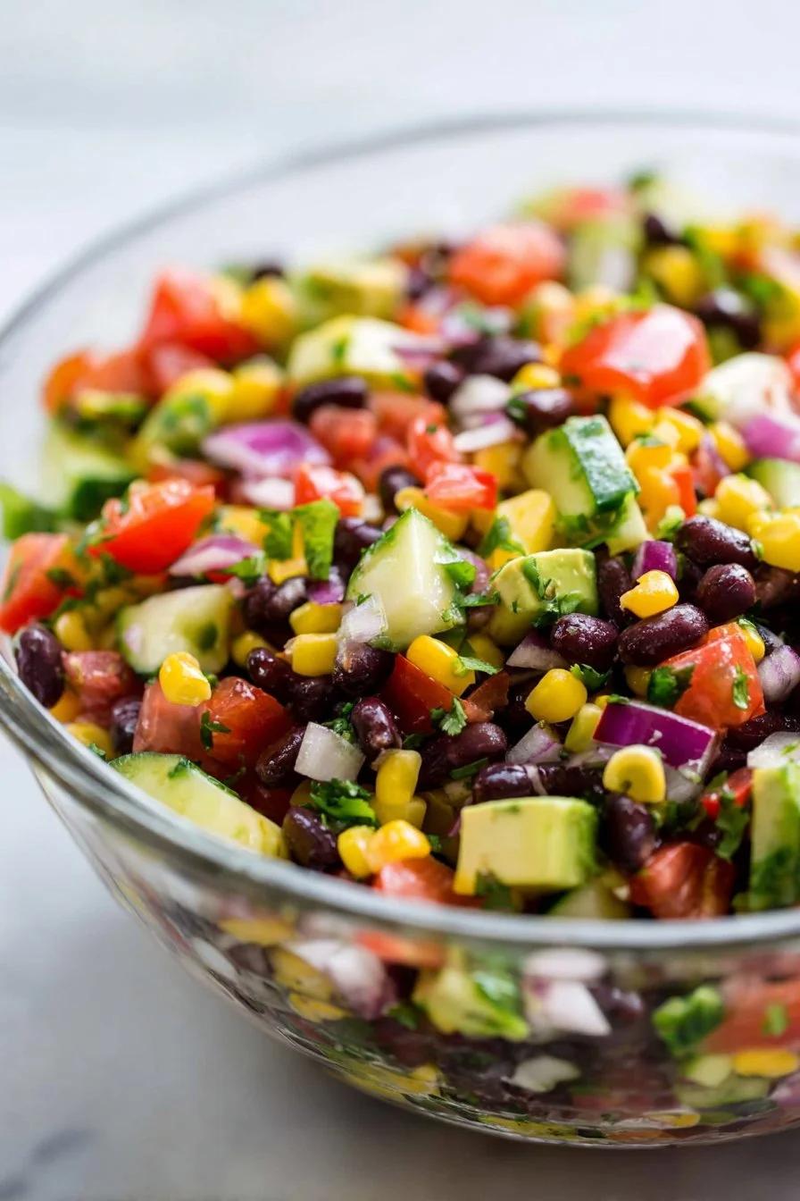 Healthy Mexican Black Bean and Corn Salad 3 Delicious Mexican black bean and corn salad in a colorful bowl