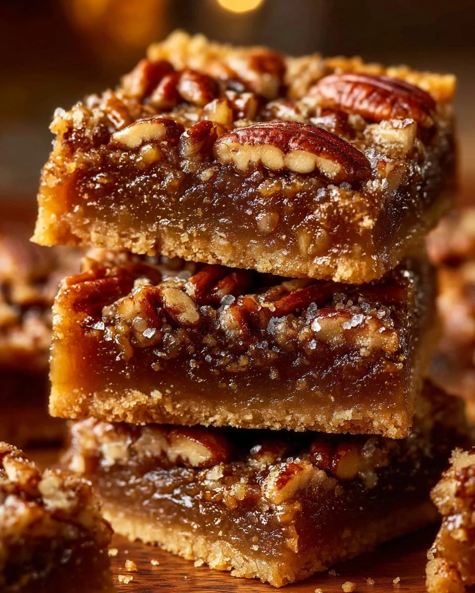 Pecan Pie Bars 3 Delicious pecan pie bars with a crunchy topping and rich filling