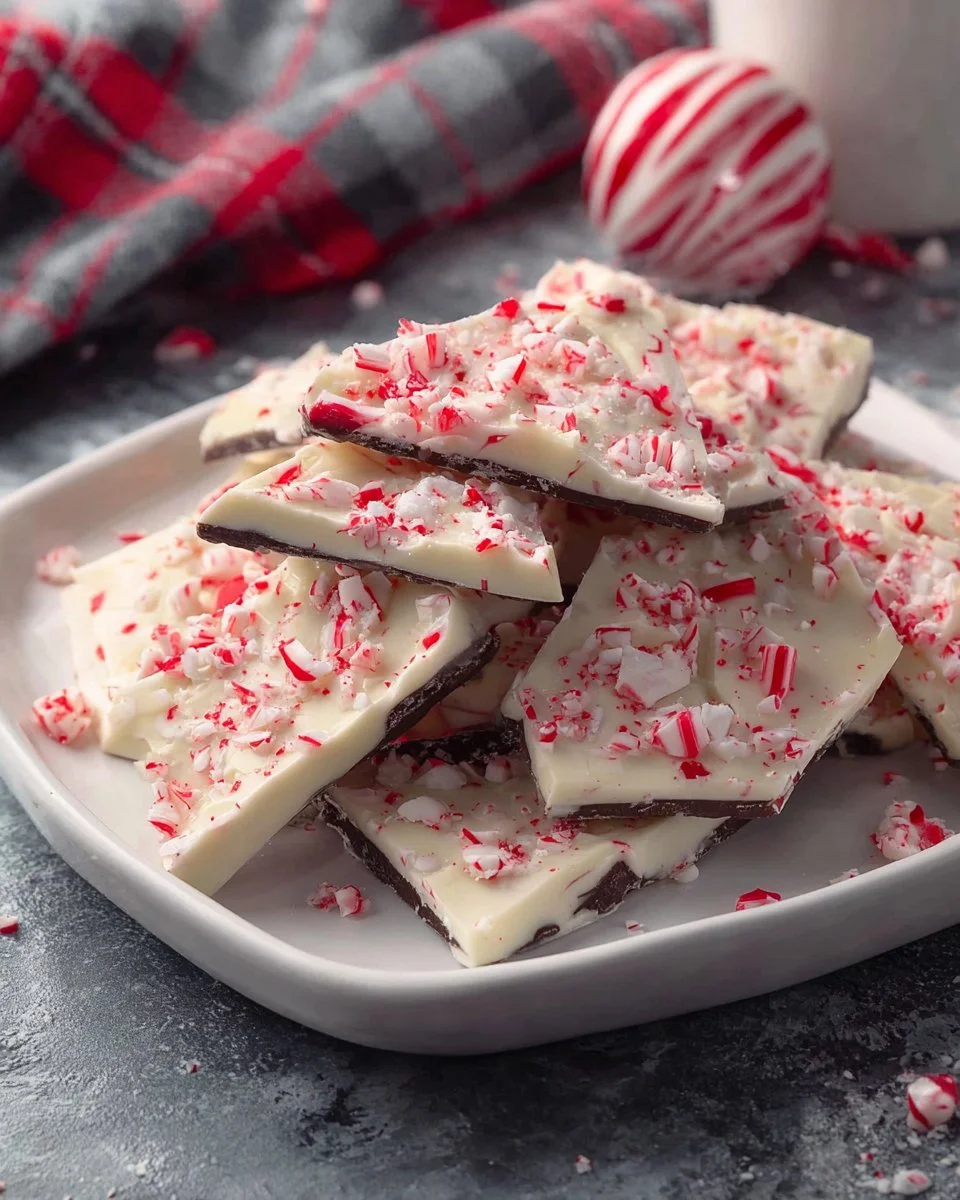 Peppermint Bark 3 Delicious homemade peppermint bark topped with crushed candy canes.