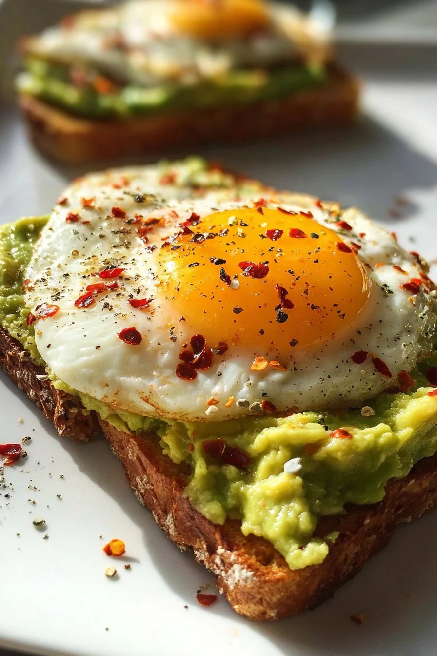 The Best Avocado Toast with Egg 3 Delicious avocado toast topped with egg, perfect for a healthy breakfast