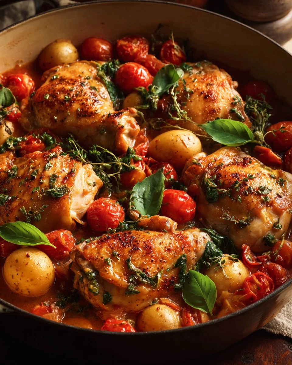 Tuscan Chicken Recipes 3 A plate of delicious Tuscan chicken garnished with herbs and served with vegetables