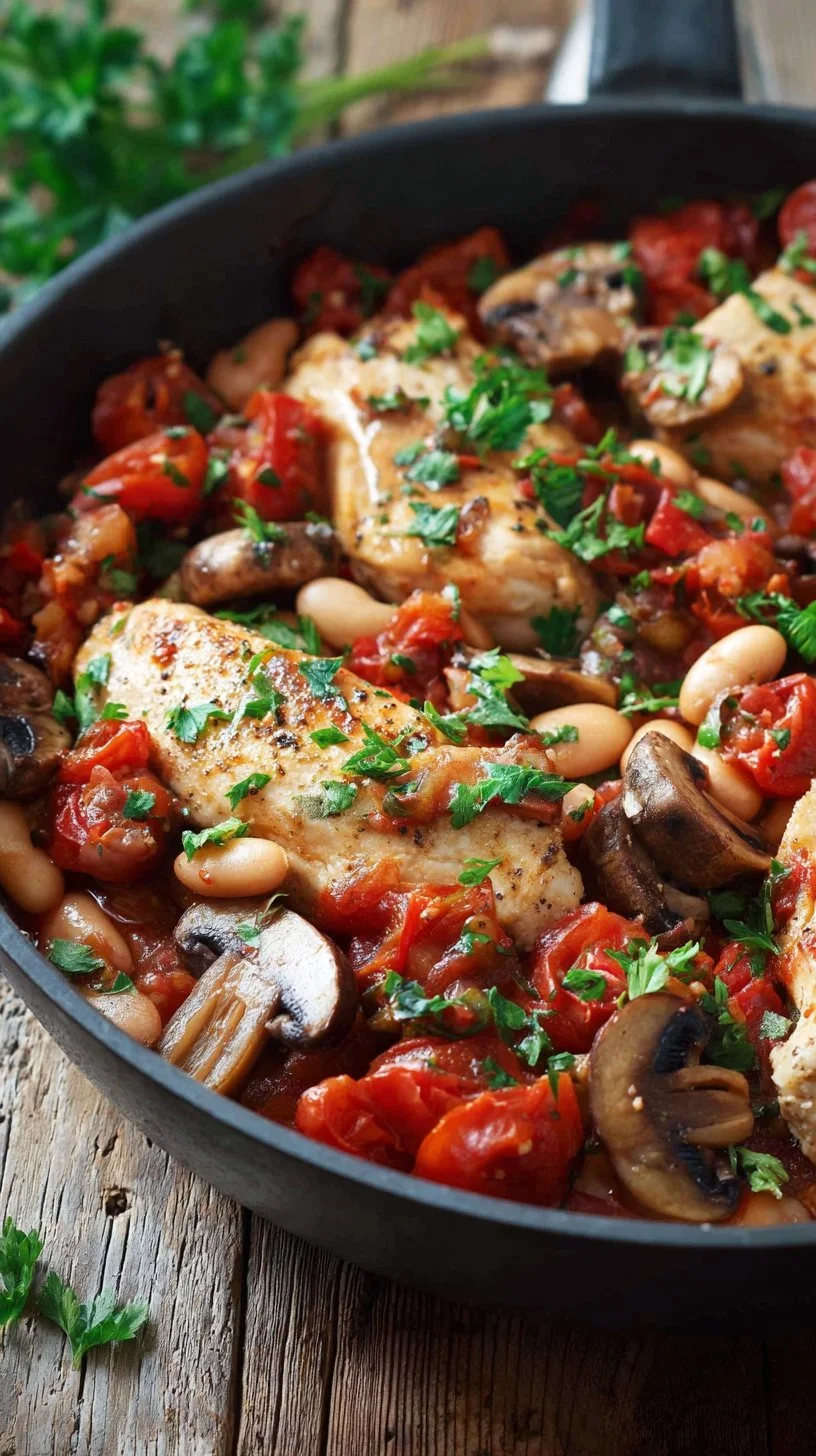 Tuscan Chicken Skillet Recipe 3 Delicious Tuscan chicken skillet with creamy sauce and fresh vegetables