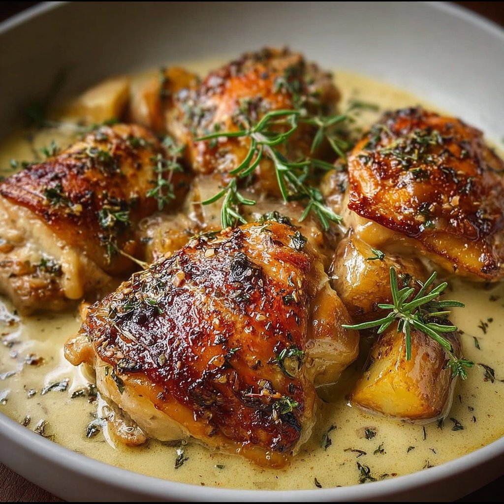 Herb Roasted Chicken in Creamy White Wine Sauce 2 Herb Roasted Chicken in Creamy White Wine Sauce