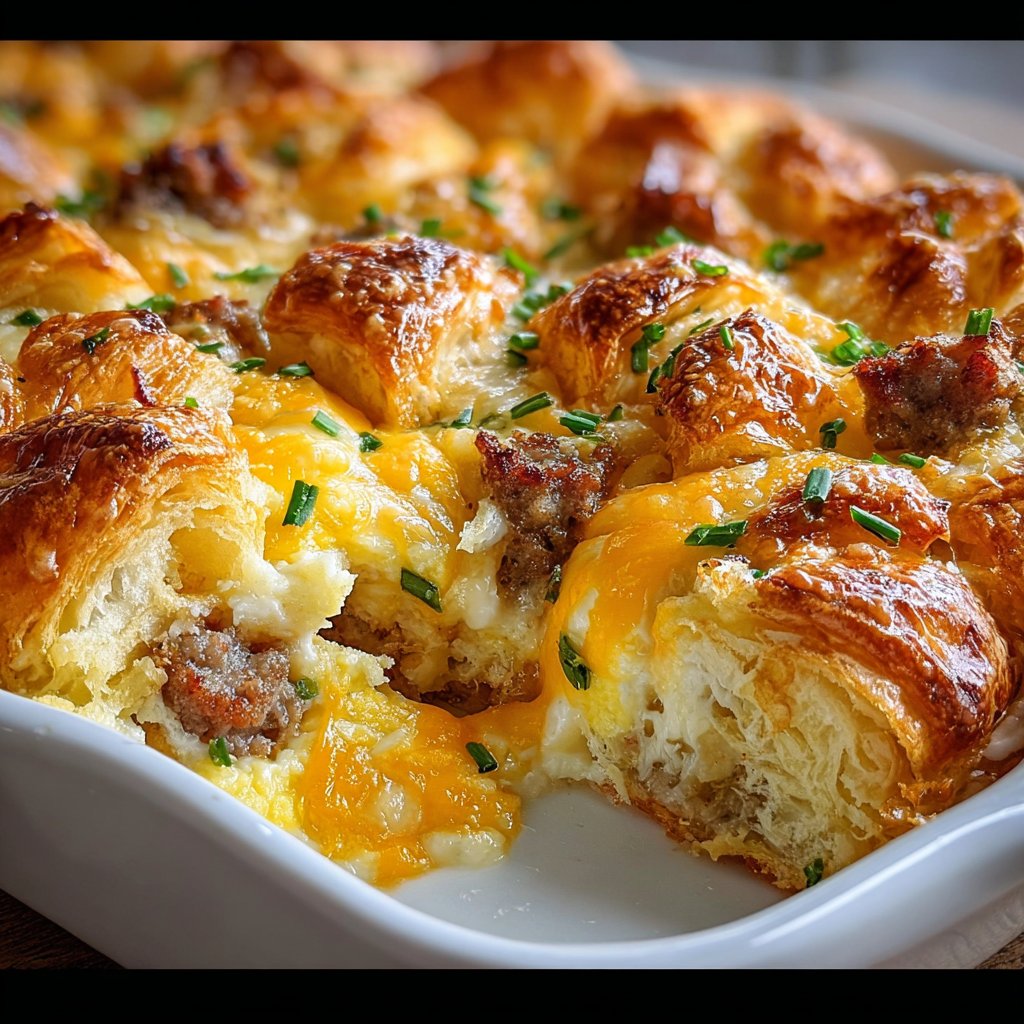 Overnight Croissant Breakfast Casserole 2 Overnight Croissant Breakfast Casserole
