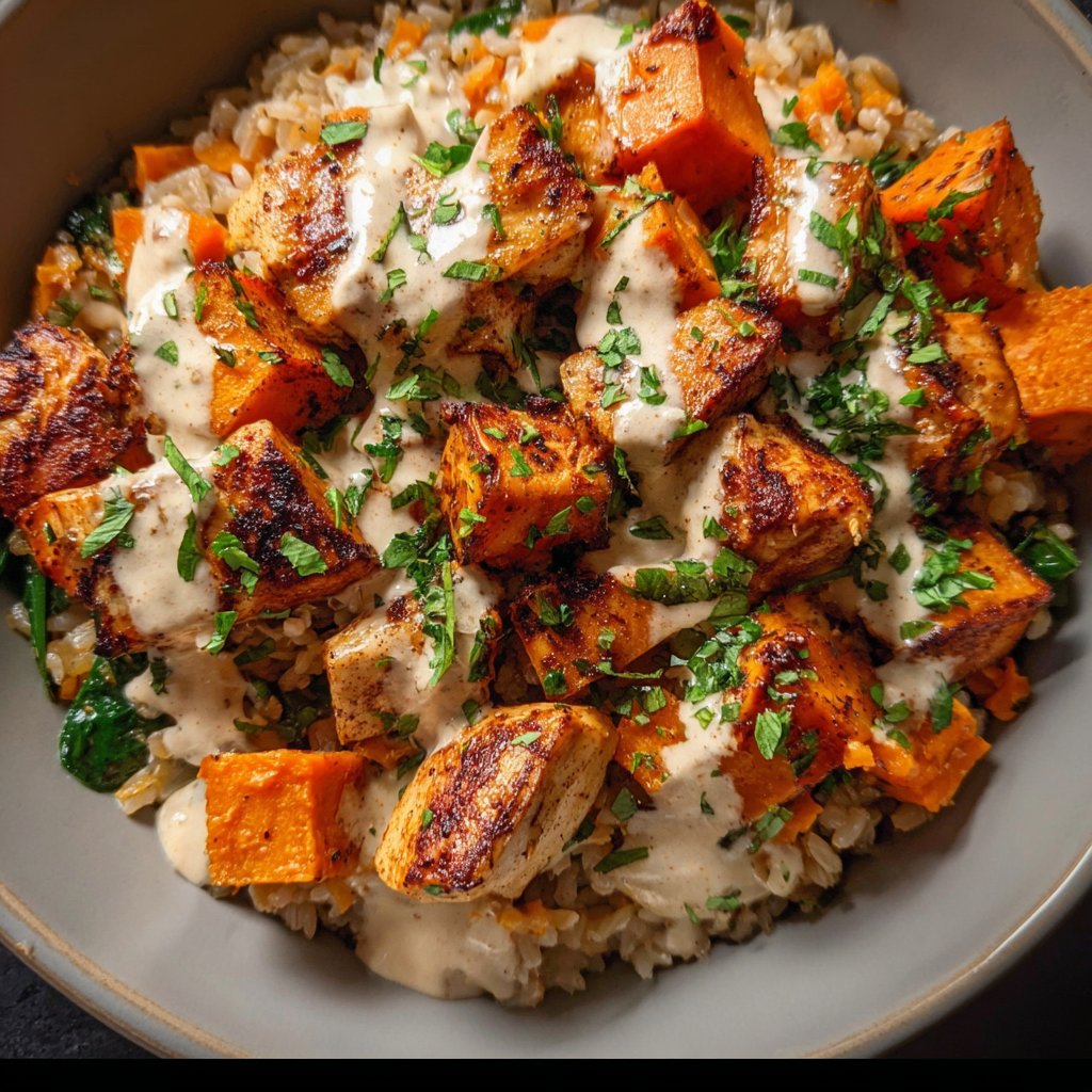 Healthy Chicken & Sweet Potato Rice Bowl