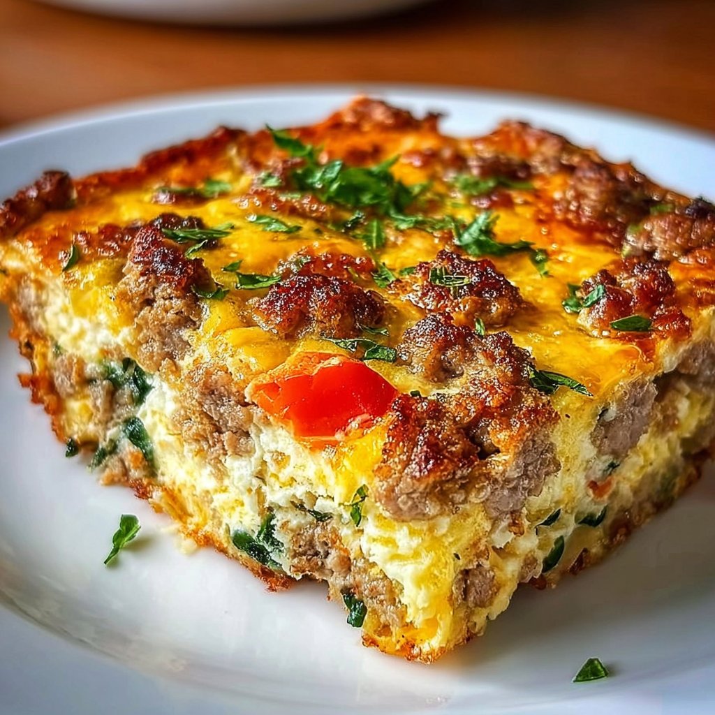 High-Protein Cottage Cheese & Turkey Sausage Breakfast Casserole